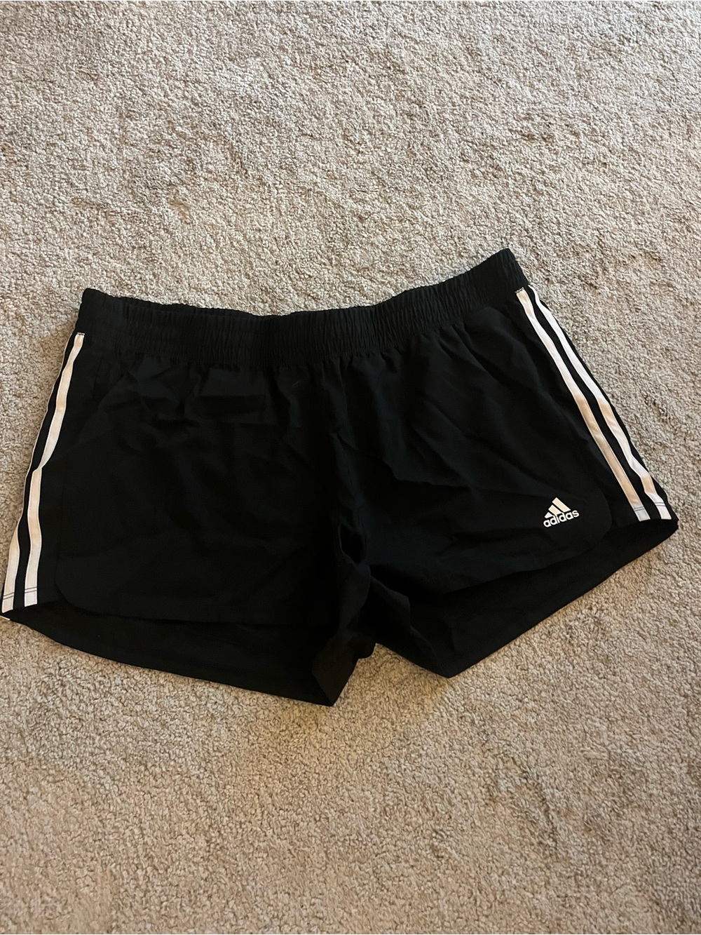 adidas Black Athletic Shorts with White Stripes